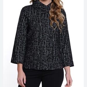 Ali Miles Women XL Jacquard Knit Button Front Jacket Shawl Collar Patch Pockets